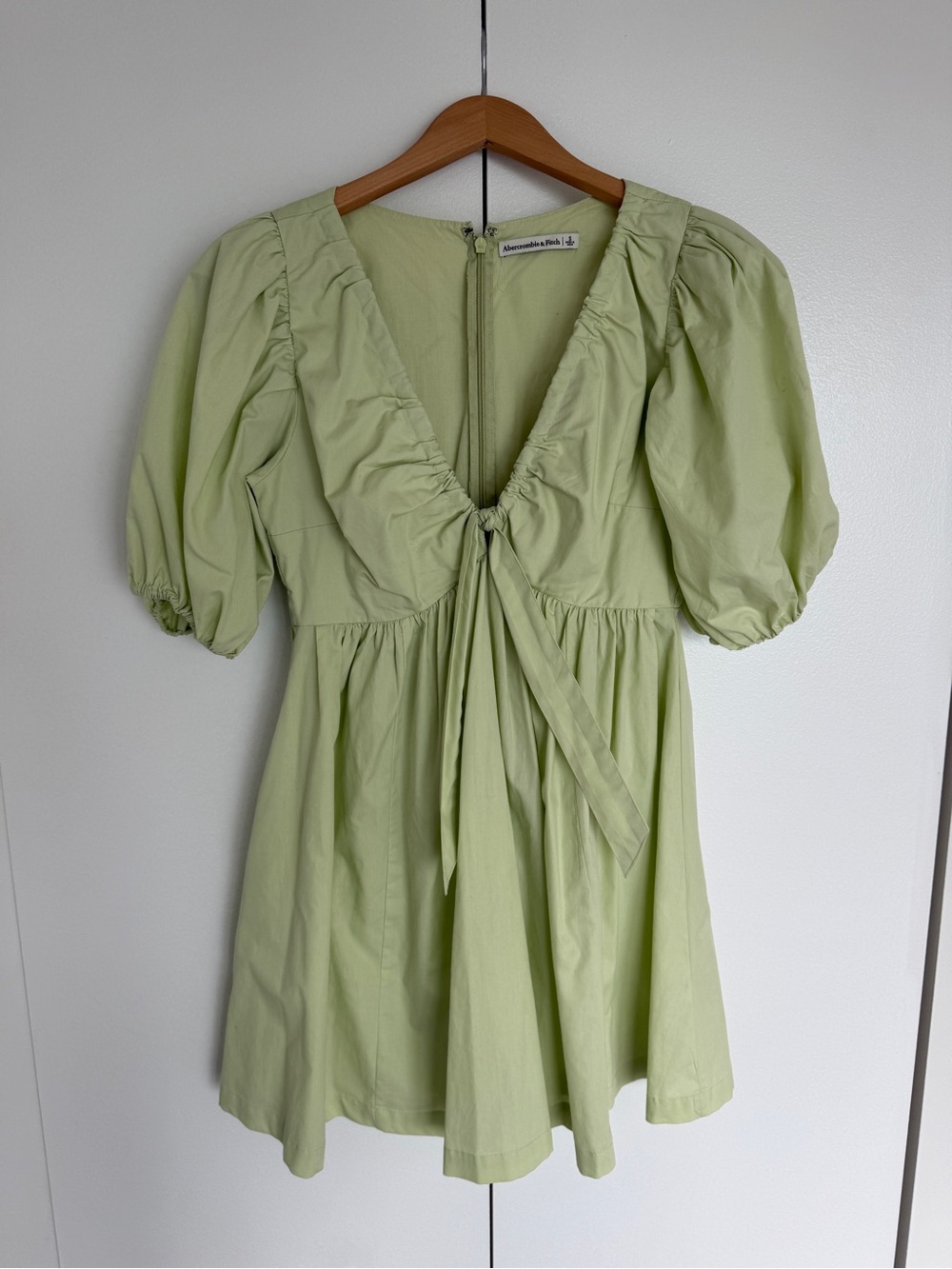 Abercrombie & Fitch Light Green Puff Sleeve Mini Dress